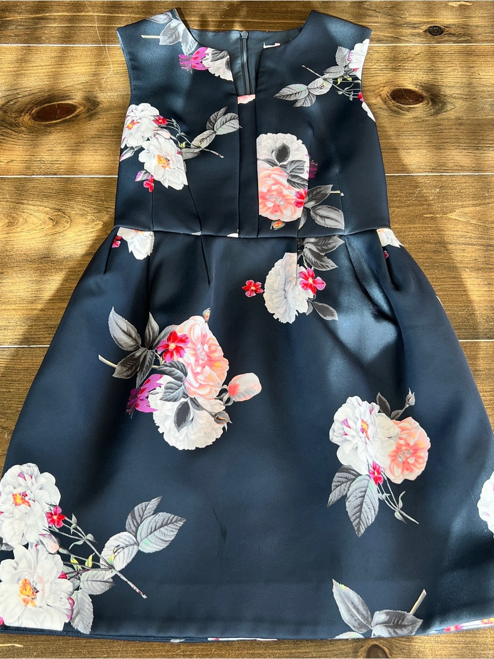 Cameo Navy Floral Sleeveless Fit-and-Flare Dress-size xs